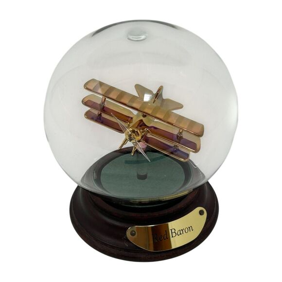 Vintage Mayflower Glass Sculpture Red Baron Airplane Globe Dome 4.5" Tall Decor - Picture 12 of 16